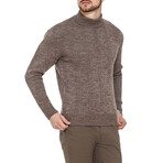 Mock Neck Ribbed Wool Sweater// Cappucino (M)