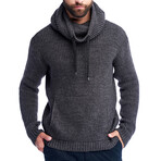 Hooded Knit Wool Sweater // Dark Gray (XS)