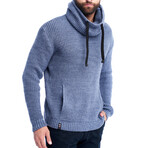 Hooded Knit Wool Sweater // Denim (XS)