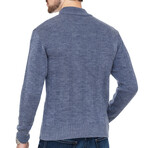 Mock Neck Ribbed Wool Sweater // Denim (L)