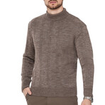 Mock Neck Ribbed Wool Sweater// Cappucino (M)