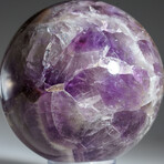 Genuine Polished Chevron Amethyst Sphere on Acrylic Stand