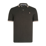 Tipped Polo Shirt // Khaki + White + Beige (S)