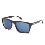 Men's Designer Sunglasses // Matte Blue + Blue Mirror