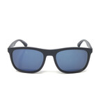 Men's Designer Sunglasses // Matte Blue + Blue Mirror