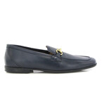 Grainy Leather Yacht Buckle Loafers // Dark Blue (39)