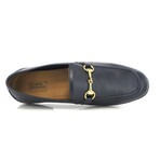 Grainy Leather Yacht Buckle Loafers // Dark Blue (39)