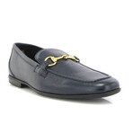 Grainy Leather Yacht Buckle Loafers // Dark Blue (39)