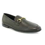 Grainy Leather Yacht Buckle Loafers // Dark Brown (40)