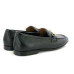 Grainy Leather Yacht Buckle Loafers // Black (40)