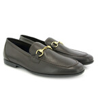 Grainy Leather Yacht Buckle Loafers // Dark Brown (40)