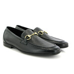 Grainy Leather Yacht Buckle Loafers // Black (40)