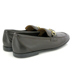 Grainy Leather Yacht Buckle Loafers // Dark Brown (40)