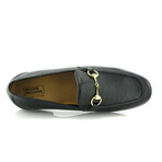 Grainy Leather Yacht Buckle Loafers // Black (40)