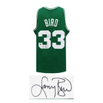 Larry Bird // Boston Celtics // Signed Green Mitchell & Ness NBA Swingman Jersey