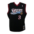 Allen Iverson // Philadelphia 76ers // Signed Black M&N Swingman NBA Basketball Jersey