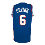 Julius 'Dr. J' Erving // Signed Blue Throwback Custom Basketball Jersey