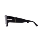 Men's // Persol PO3308S 95/31 Square Sunglasses // Black + Green Lenses