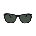 Men's // Persol PO3313S 95/31 Square Sunglasses // Black + Green Lenses