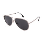 Men's // Burberry BE3135 100587 Aviator Sunglasses // Silver + Dark Gray