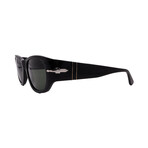 Men's // Persol PO3307S 95/31 Square Sunglasses // Black + Green Lenses