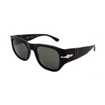 Men's // Persol PO3308S 95/31 Square Sunglasses // Black + Green Lenses