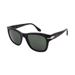 Men's // Persol PO3313S 95/31 Square Sunglasses // Black + Green Lenses