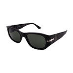 Men's // Persol PO3307S 95/31 Square Sunglasses // Black + Green Lenses