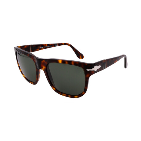 Men's // Persol PO3306S 24/31 Square Sunglasses // Havana + Green Lenses