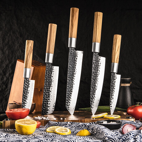 Kenji Japanese Damascus Kitchen Knife Set // Set of 5