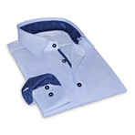 Tech Stretch Contrast Collar & Cuff Button-Up // Light Blue + Denim Dark Blue (2XL)