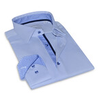 Tech Stretch Contrast Collar & Cuff Button-Up // Light Blue + Blue (3XL)