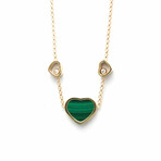 Chopard // 18k Rose Gold Happy Heart Malachite + Diamond Pendant Necklace // 14.37"-16.14" // Store Display