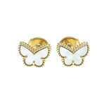 Van Cleef & Arpels // 18k Yellow Gold Sweet Alhambra + Mother of Pearl Earrings // Store Display