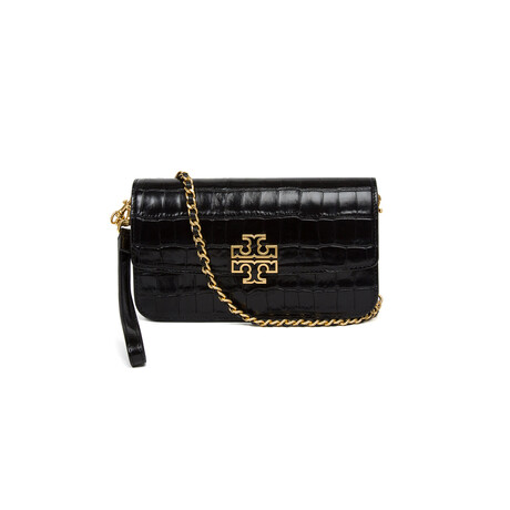 Tory Burch // Britten Embossed Chain Wallet W. Wristlet (Black)
