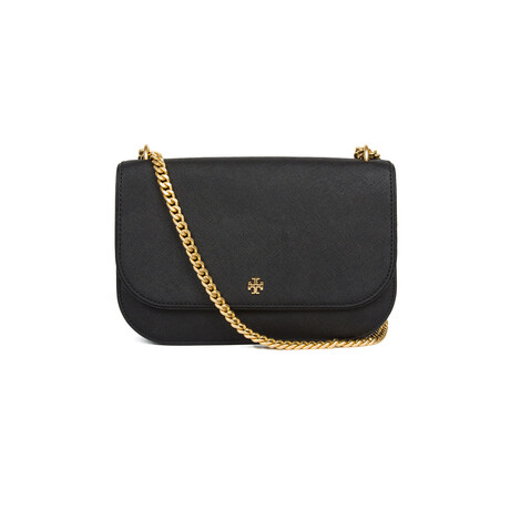 Tory Burch // Emerson E/W Flap Adjustable Shoulder Bag (Black)