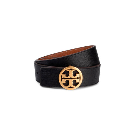 Torry Burch // Reversible Logo Belt // Black New + Cuoio Gold (XS)