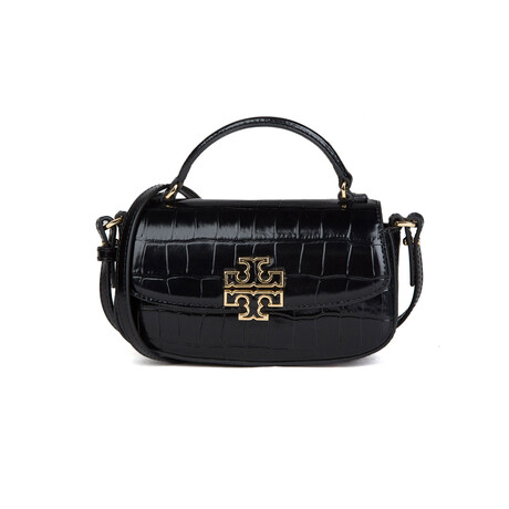 Tory Burch // Britten Embossed Mini Top Handle Handbag (Black)