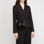Tory Burch // Britten Embossed Mini Top Handle Handbag (Black)