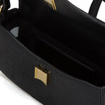 Tory Burch // Britten Embossed Mini Top Handle Handbag (Black)