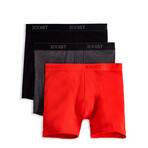 3 Pack Cotton 6" Boxer Brief // Black + Charcoal Heather + Red (M)