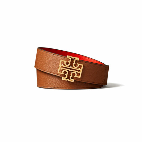 Reversible Britten Logo Belt // Classic Tan + Poppy Red // 1.5" (XS)