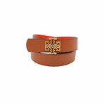 Reversible Britten Logo Belt // Classic Tan + Poppy Red // 1.5" (XS)