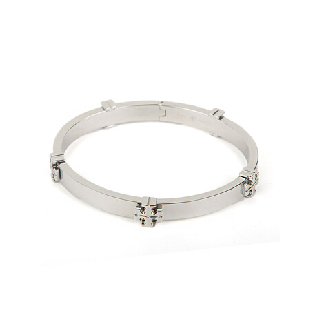 Silver Classic Logo Hinge Bangle (L)