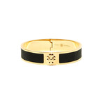 Gold & Black Small Leather Inlay Cuff