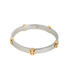 Silver & Gold Classic Logo Hinge Bangle (L)