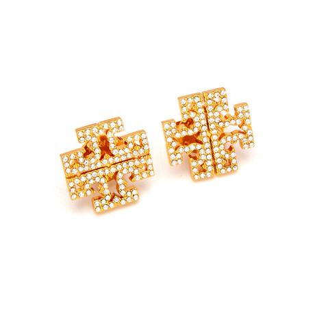 Britten Pave Stud Earring (Rolled Brass & Crystal)