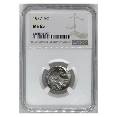 1937 P ERROR Buffalo Nickel NGC MS 65 # 007 & # 010