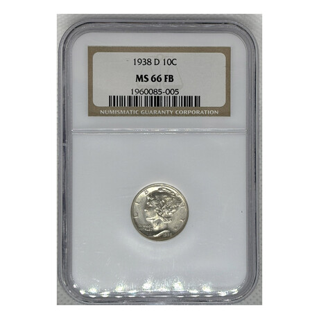 1938 D Mercury DIme NGC MS 66 FB # 005