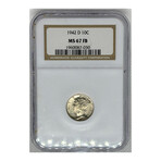 1942 D Mercury Dime NGC MS 67 FB # 030